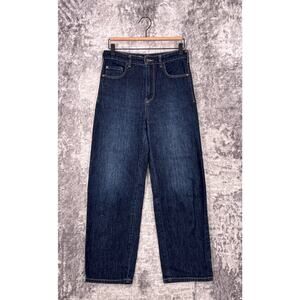 Pilcro Jeans 27 Womens Anthropologie High Rise Barrel Leg Dark Wash